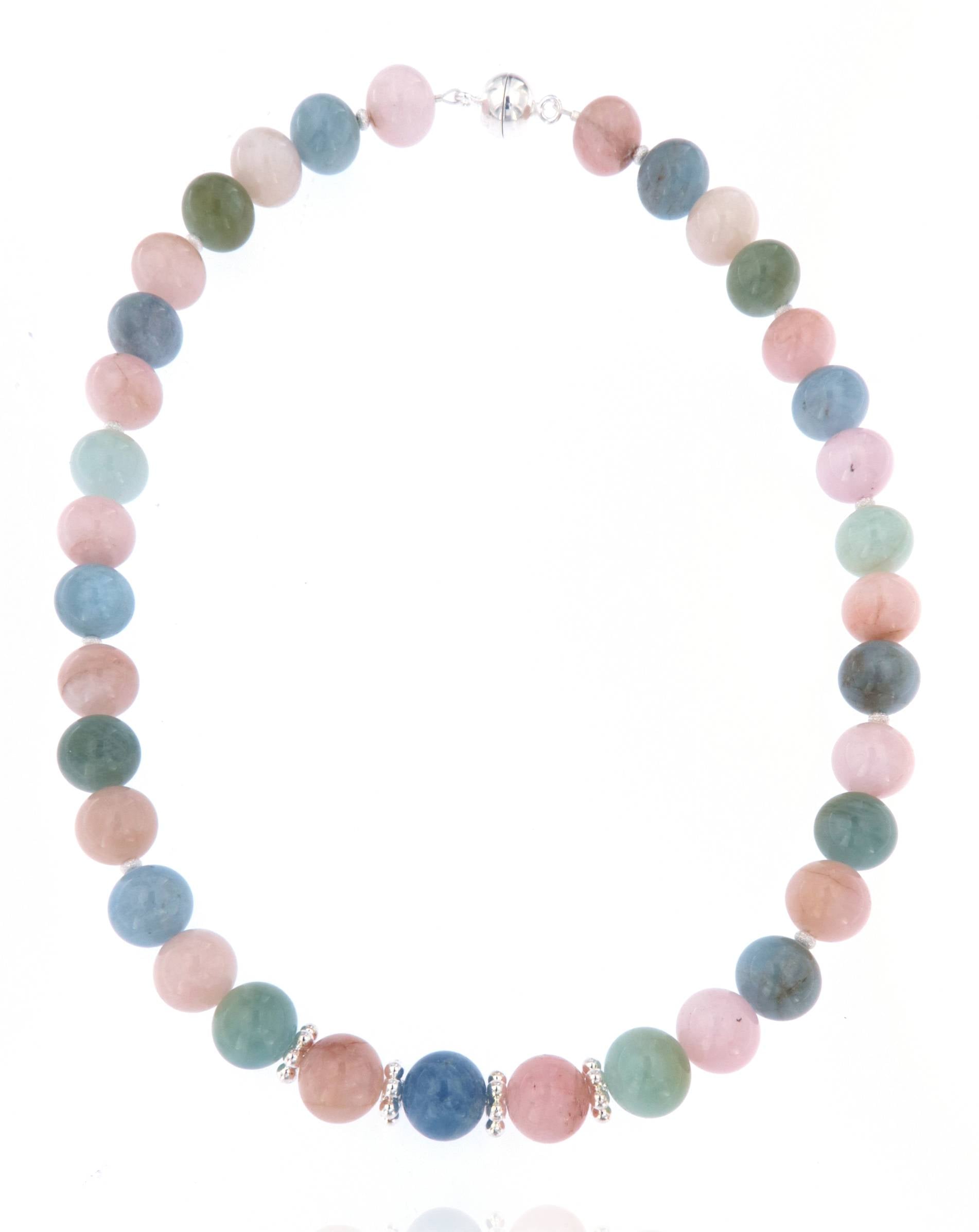 Beryll Edelstein Schmuck Kette - Aquamarin - Morganit - 925er Silber #5106