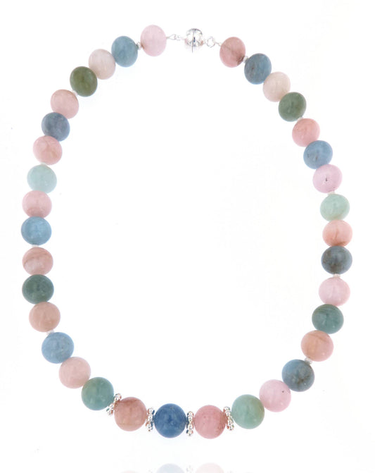 Beryll Edelstein Schmuck Kette - Aquamarin - Morganit - 925er Silber #5106