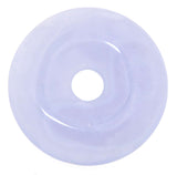 blauer Chalcedon Donut - PI Scheibe - Edelstein Anhänger 40mm - A Qualität #6359