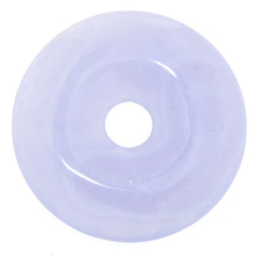 blauer Chalcedon Donut - PI Scheibe - Edelstein Anhänger 40mm - A Qualität #6359