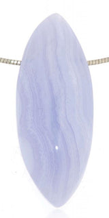 blauer Chalcedon Navette Trommelstein Edelstein Anhänger - A Qualität #6313