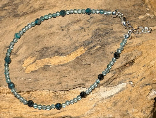 blauer Turmalin - Indigolith Edelstein Schmuck Armband facettiert - 925er Silber #7385