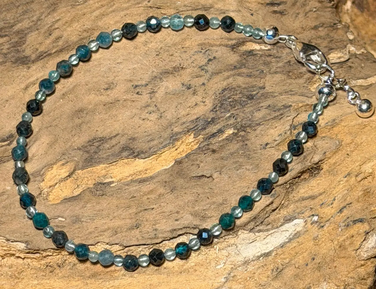 blauer Turmalin - Indigolith Edelstein Schmuck Armband facettiert - 925er Silber #7384