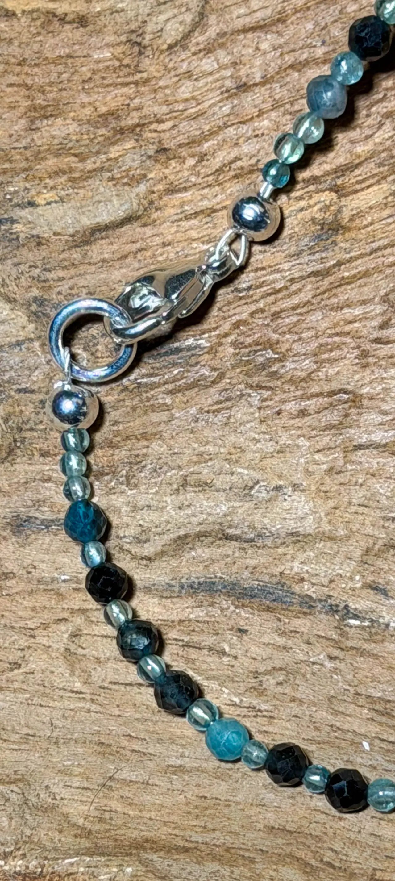 blauer Turmalin - Indigolith Edelstein Schmuck Kette facettiert - 925er Silber #7386