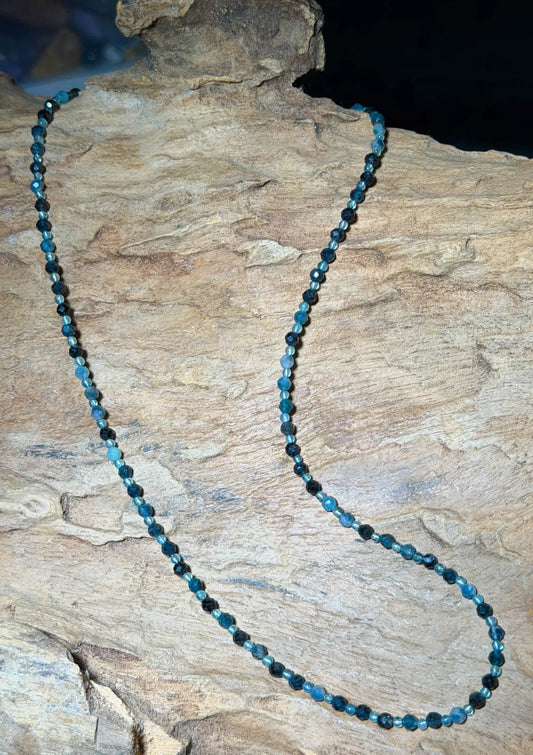 blauer Turmalin - Indigolith Edelstein Schmuck Kette facettiert - 925er Silber #7386