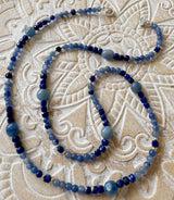 Blauquarz - Lapislazuli - Schmuck Edelstein Kette - Collier - Edelsteinkette - 925er Silber #7194
