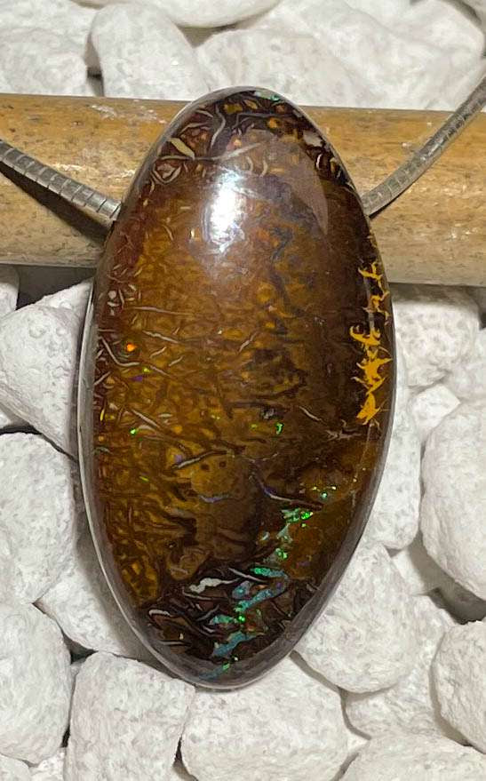 Australischer Boulder Opal Trommelstein Schmuck Ketten Anhänger - Edelstein A Qualität #6949