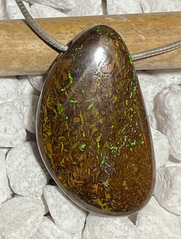 Australischer Boulder Opal Trommelstein Schmuck Ketten Anhänger - Edelstein A Qualität #6950