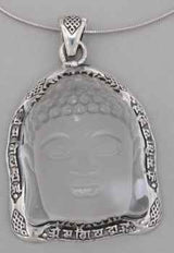 XL Buddha Jewelry Necklace Pendant made of Rock Crystal A quality - 925 Sterling Silver #5175