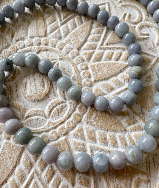 Edelstein Kette - Collier aus blauer Burma Jade - Edelsteinkette - 925er Silber Schmuck #7196