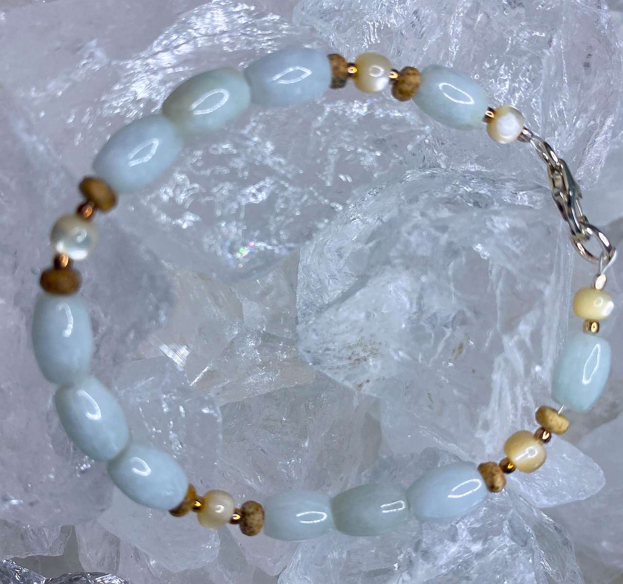 Burma Jade Edelstein Schmuck Armband - Edelsteinarmband - 925er Silber - #6227