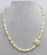 Collar de piedras preciosas - Colgante de jade de Birmania - Perla de concha - Jaspe - Plata 925 - Collar de piedras preciosas #5820