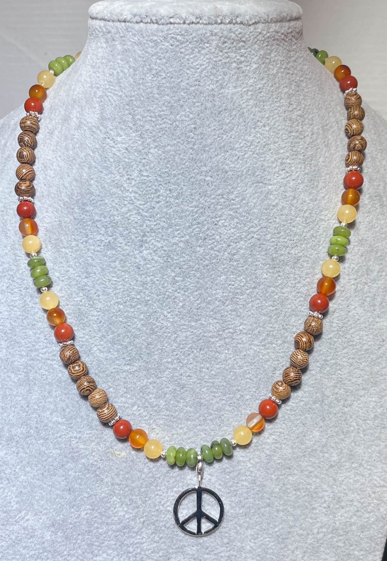 Hippie Karneol - Jade - Edelstein Kette - Collier aus - Edelsteinkette - 925er Silber Schmuck #0004