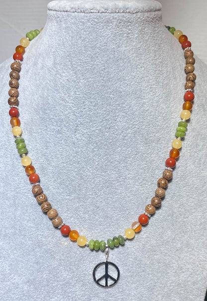 Hippie Karneol - Jade - Edelstein Kette - Collier aus - Edelsteinkette - 925er Silber Schmuck #0004