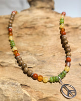 Collar de piedras preciosas de jade y cornalina hippie - Collar de plata 925 #0004