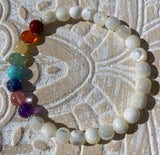 Muschelperle Chakra - Edelstein Armband - Edelsteinarmband - Amethyst - Karneol 925er Silber - Schmuck #6822