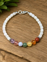 Muschelperle Chakra - Pulsera de piedras preciosas - Pulsera de gemas - Amatista - Cornalina - Calcita de plata 925 - Joyas #6398