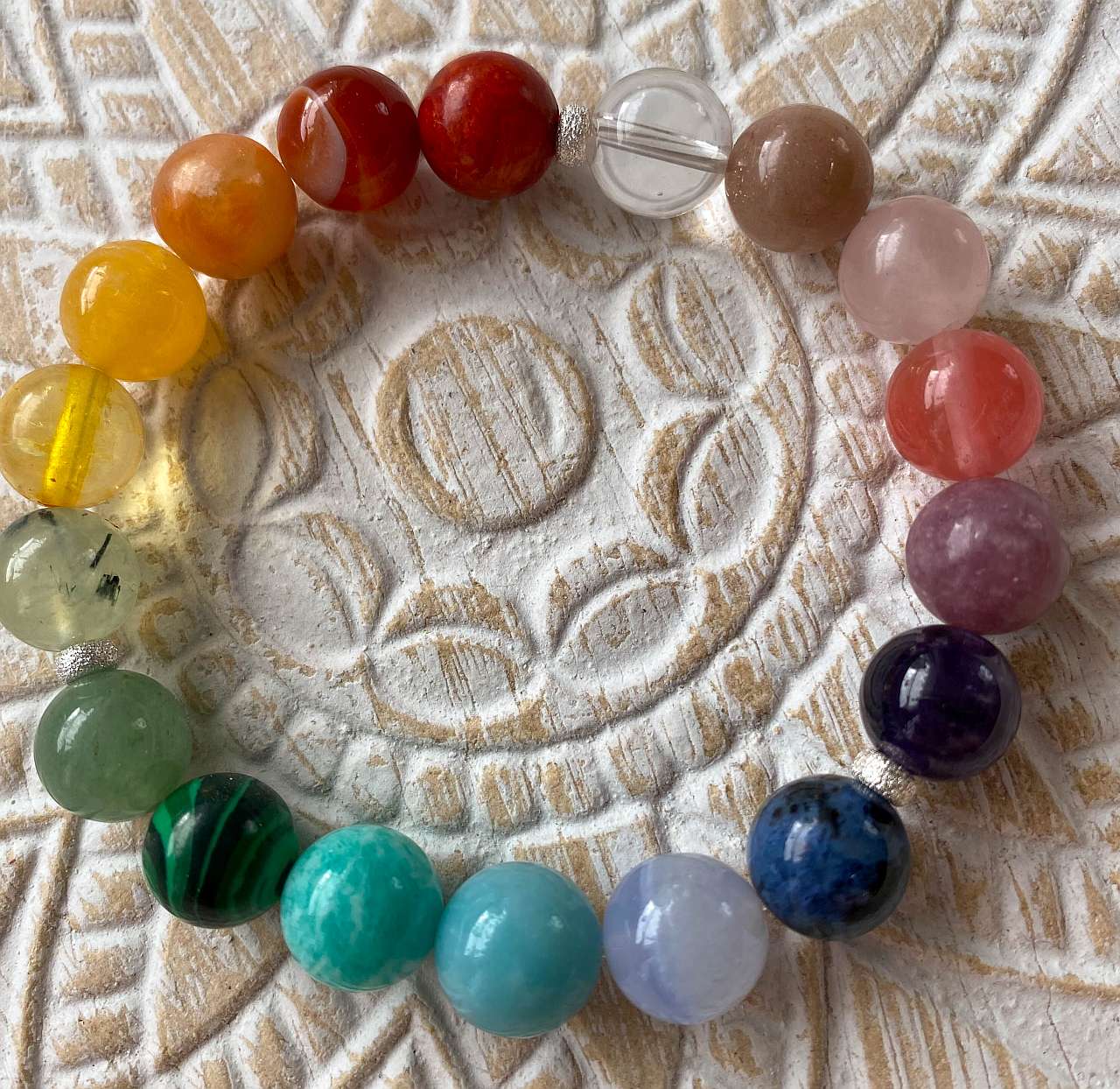 Chakra Bergkristall - Amethyst - Citrin - Edelstein Armband - Schmuck - 925er Silber A Qualität #6851