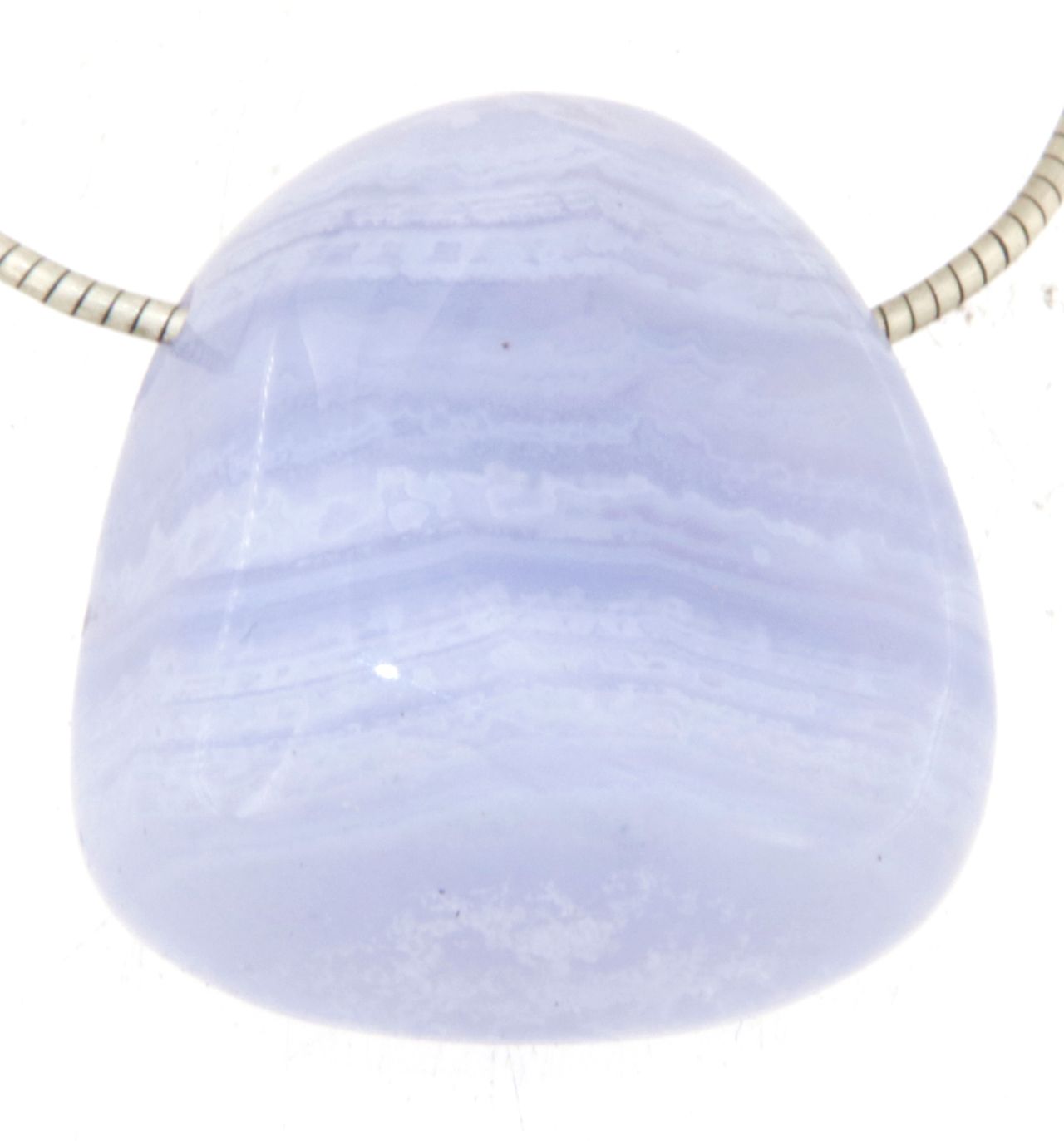 blauer Chalcedon Trommelstein Edelstein Schmuck Ketten Anhänger - A Qualität #0272