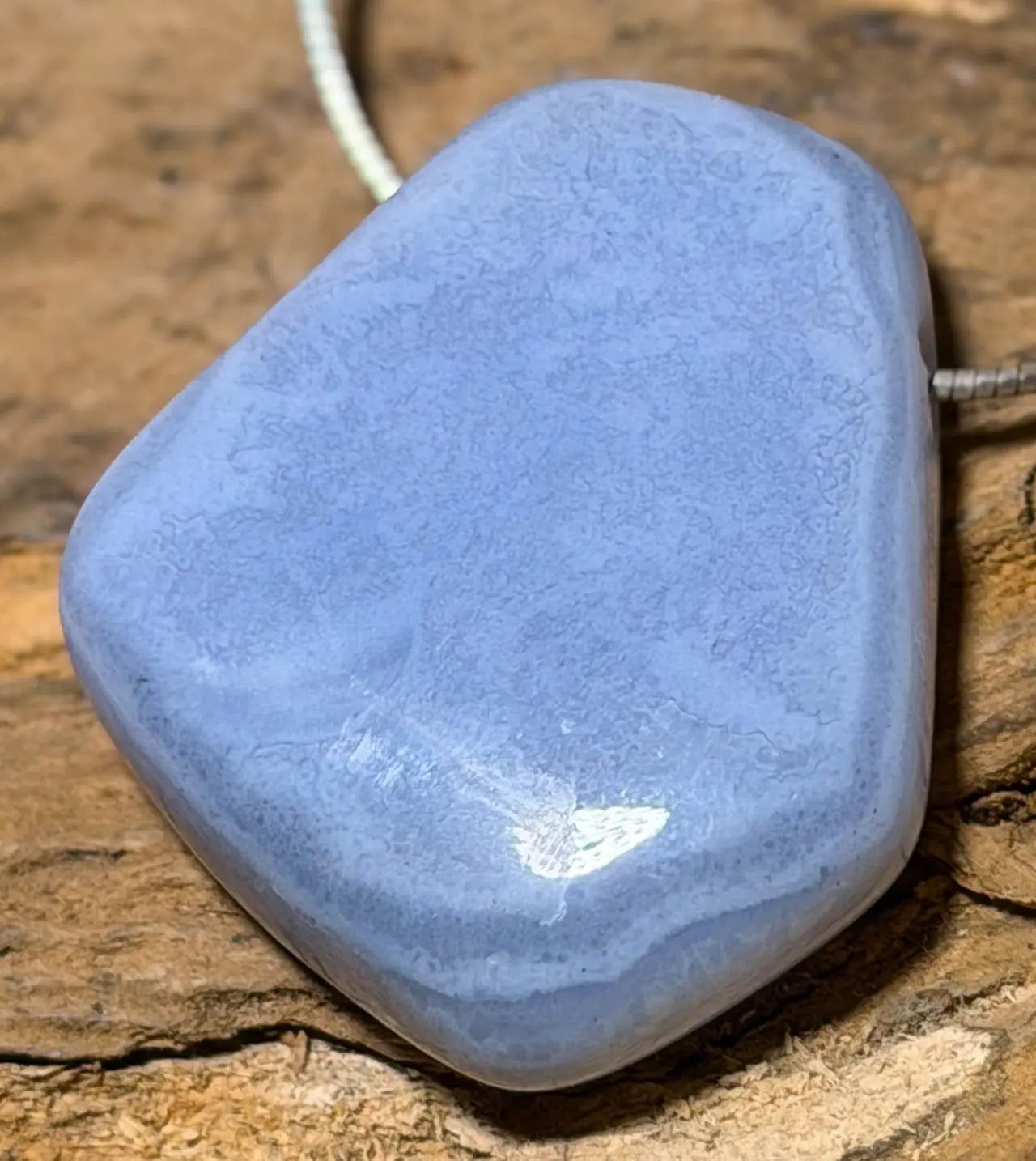 blauer Chalcedon Trommelstein Edelstein Schmuck Ketten Anhänger - A Qualität #5349 - seelensteinchen
