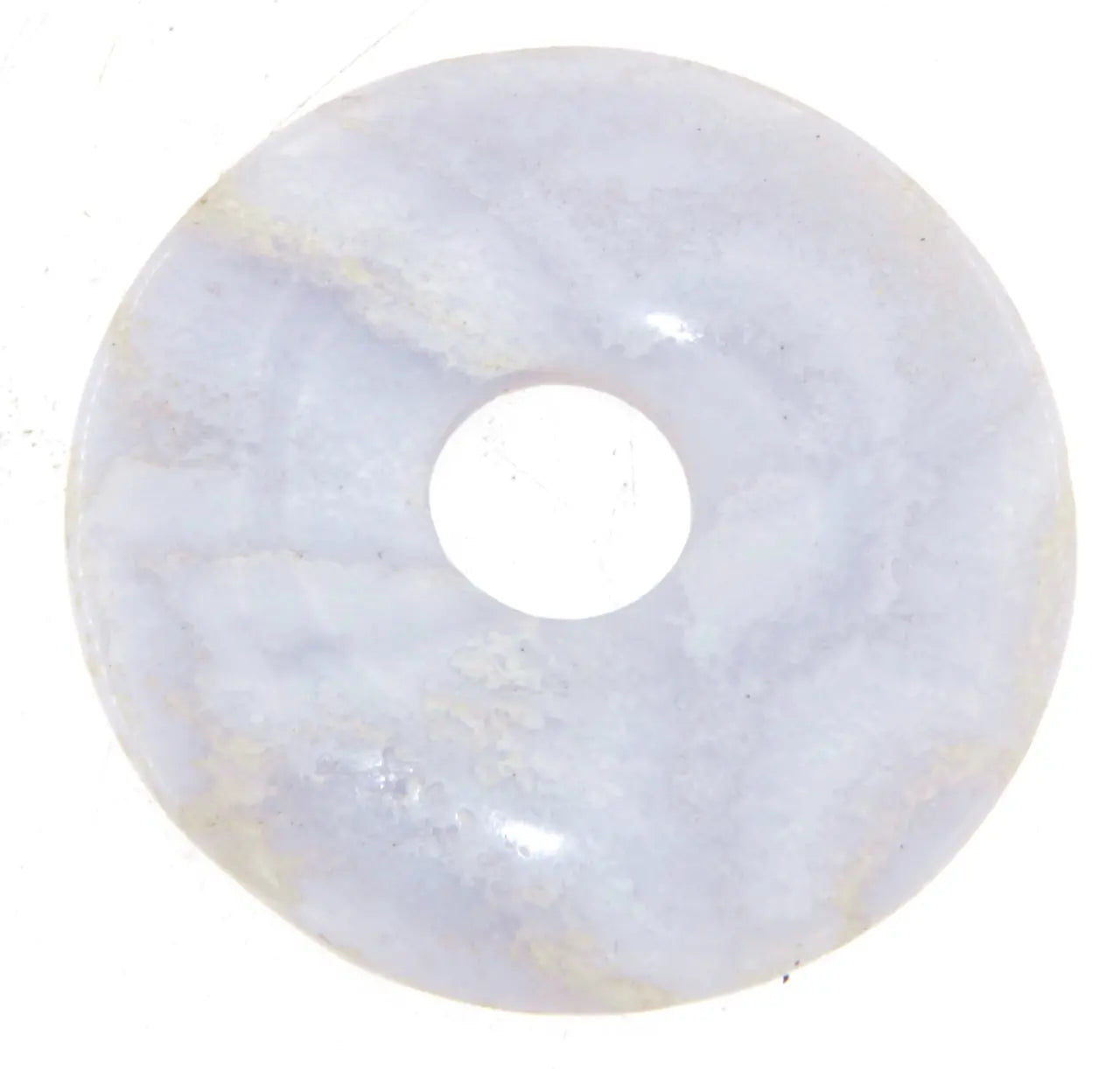 blauer Chalcedon Donut - PI Scheibe - Edelstein Schmuck Ketten Anhänger 30mm #6358 - seelensteinchen