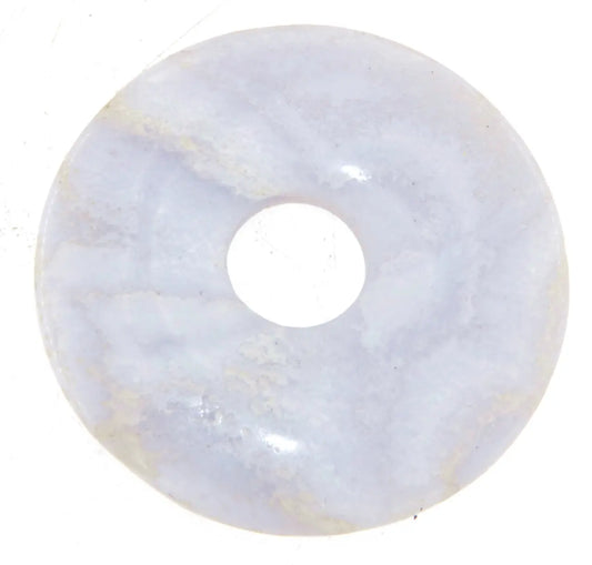 blauer Chalcedon Donut - PI Scheibe - Edelstein Schmuck Ketten Anhänger 30mm #6358 - seelensteinchen