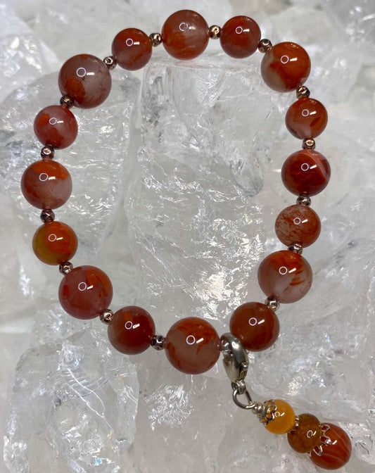 Blutchalcedon - Karneol Edelstein Armband - Edelsteinarmband - 925er Silber - #6159