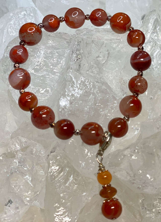 Blutchalcedon - Karneol Edelstein Armband - Edelsteinarmband - 925er Silber - #6159