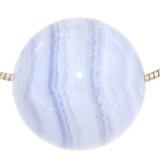 blauer Chalcedon Kugel Anhänger 18mm - Trommelstein Schmuck Anhänger - Edelstein A Qualität #5986