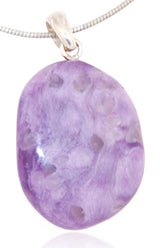 Colgante de charoíta pulida con engarce de plata - Calidad A #0190