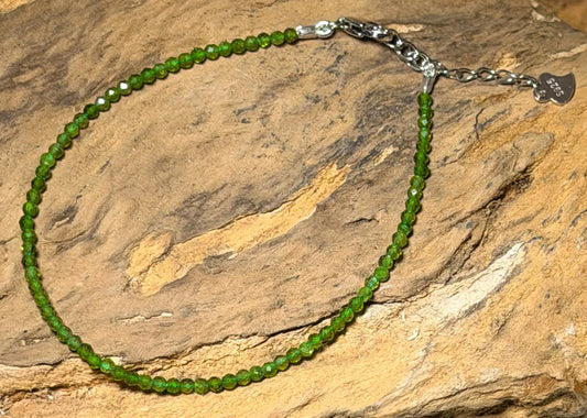 Chromdiopsid facettiert Edelstein Armband - 925er Silber - #6297