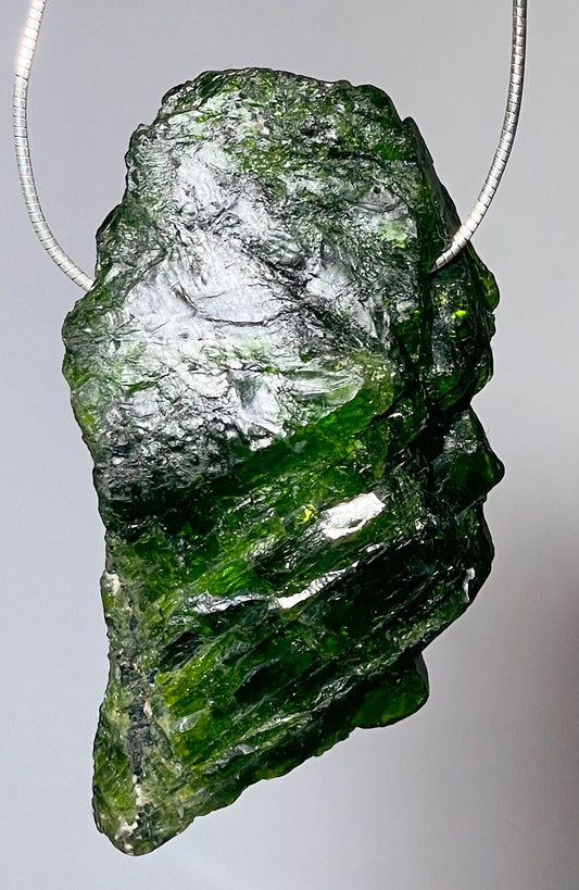 XL Chromdiopsid Trommelstein Schmuck Ketten Edelstein Anhänger - A Qualität #0090