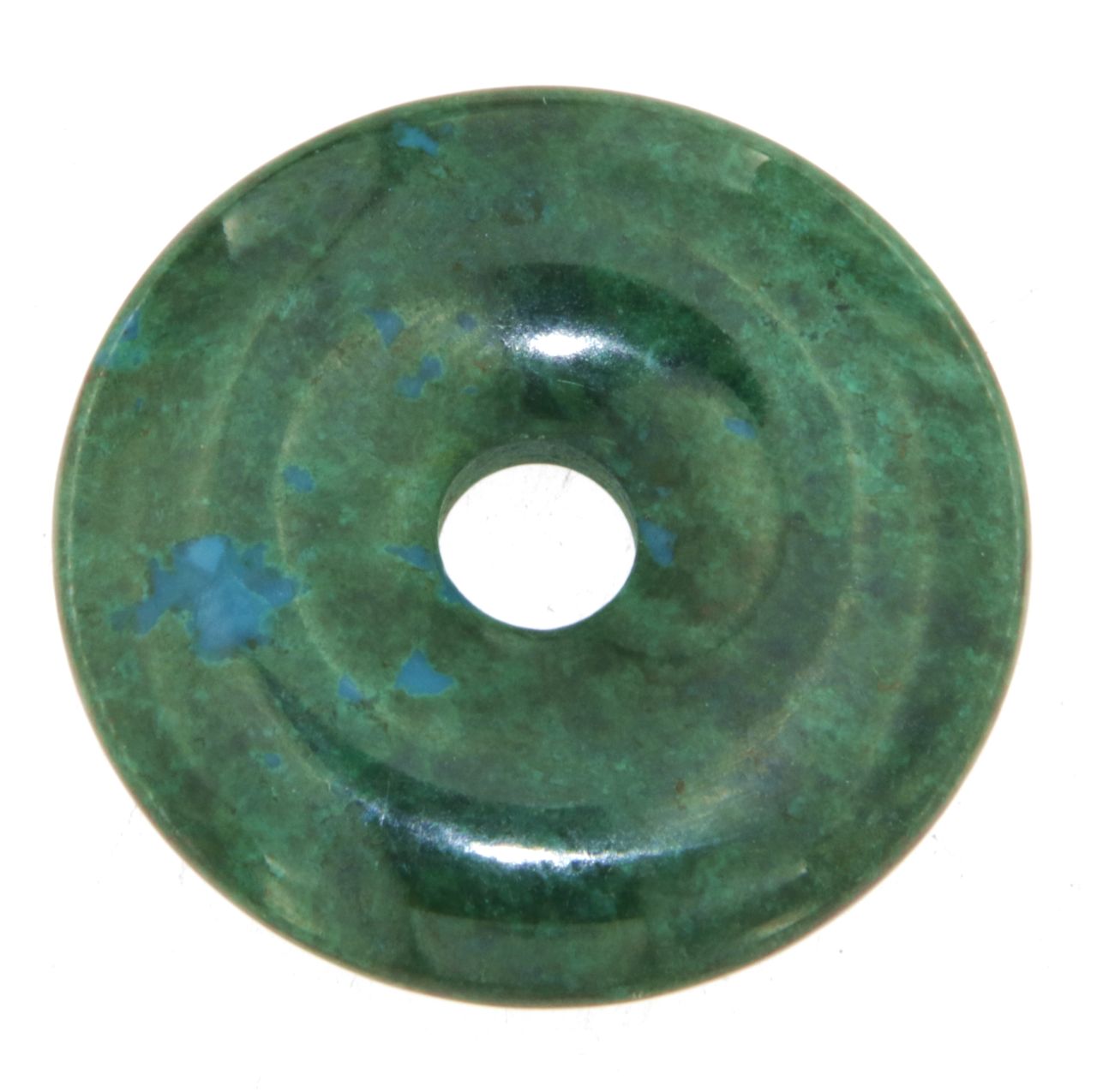 Chrysokoll Donut - PI Scheibe - Edelstein Schmuck Ketten Anhänger 30mm - A Qualität #6370