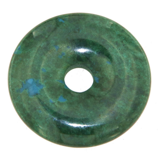 Chrysokoll Donut - PI Scheibe - Edelstein Schmuck Ketten Anhänger 30mm - A Qualität #6370