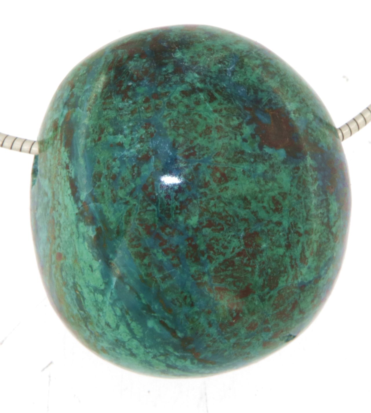 Chrysokoll Trommelstein Edelstein Schmuck Ketten Anhänger - A Qualität #0552