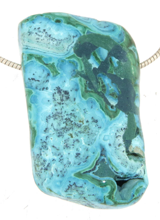 Malachit - Chrysokoll Edelstein Trommelstein Schmuck Anhänger - A Qualität #7261