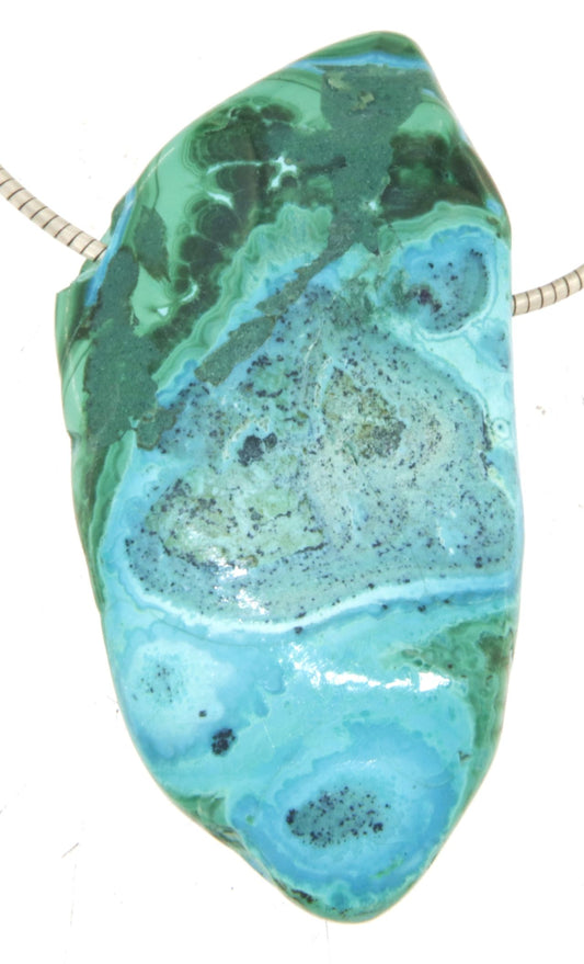 Malachit - Chrysokoll Edelstein Trommelstein Schmuck Anhänger - A Qualität #7262