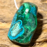 Malachit - Chrysokoll Edelstein Trommelstein Schmuck Anhänger - A Qualität #7262