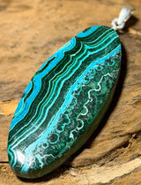 Malachit Chrysokoll Edelstein Schmuck Ketten Anhänger A Qualität - 925er Silber #7445 - seelensteinchen