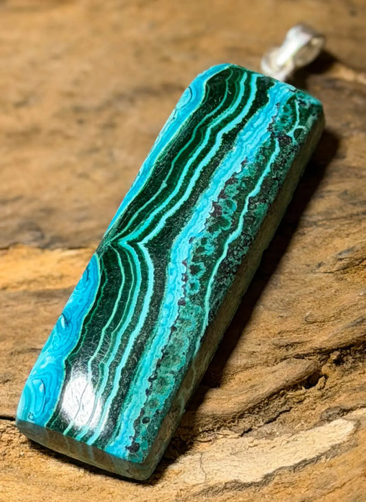 Malachit Chrysokoll Edelstein Schmuck Ketten Anhänger A Qualität - 925er Silber #7444 - seelensteinchen