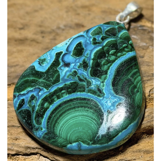 Malachit Chrysokoll Edelstein Schmuck Ketten Anhänger A Qualität - 925er Silber #7469 - seelensteinchen