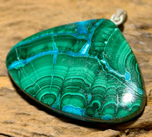 Malachit Chrysokoll Edelstein Schmuck Ketten Anhänger A Qualität - 925er Silber #7468 - seelensteinchen