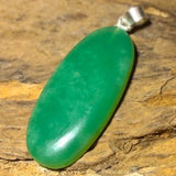 Chrysopras Cabochon Anhänger 45x17 mm – Edelstein mit 925 Silberöse - #8004 - seelensteinchen