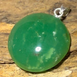 Chrysopras Cabochon Anhänger 35x25 mm – Edelstein mit 925 Silberöse - #8003 - seelensteinchen