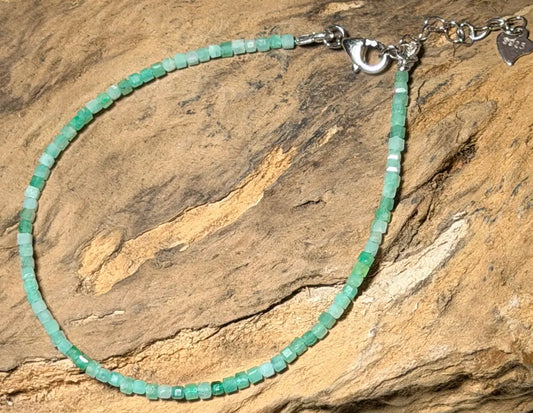 Chrysopras facettiert Edelstein Schmuck Armband - 925er Silber - #7367