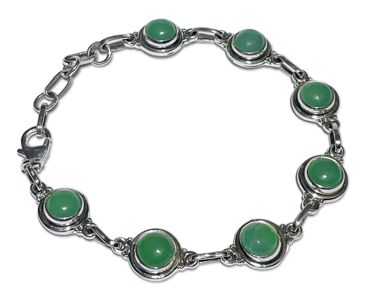 Chrysopras - Edelstein Armband - Edelsteinarmband Schmuck 925er Silber - #7113