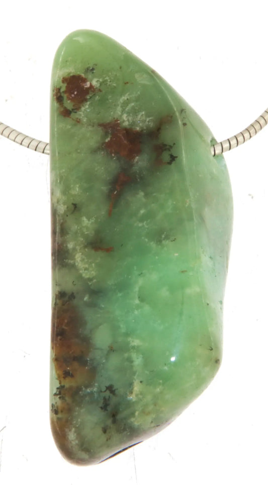 Chrysopras Trommelstein Edelstein Schmuck Ketten Anhänger - Edelsteinkette - Collier - A Qualität #6886