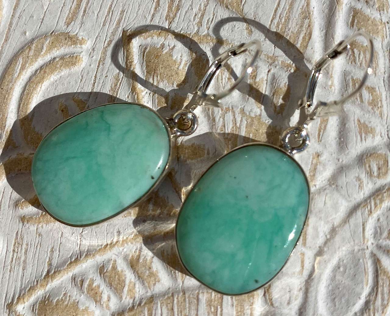 edle Ohrringe aus Chrysopras - A Qualität - 925er Silber Schmuck #6579