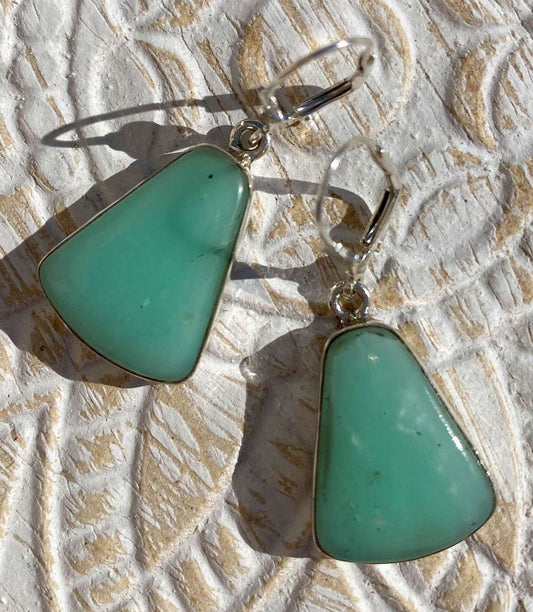 edle Ohrringe aus Chrysopras - A Qualität - 925er Silber Schmuck #6578