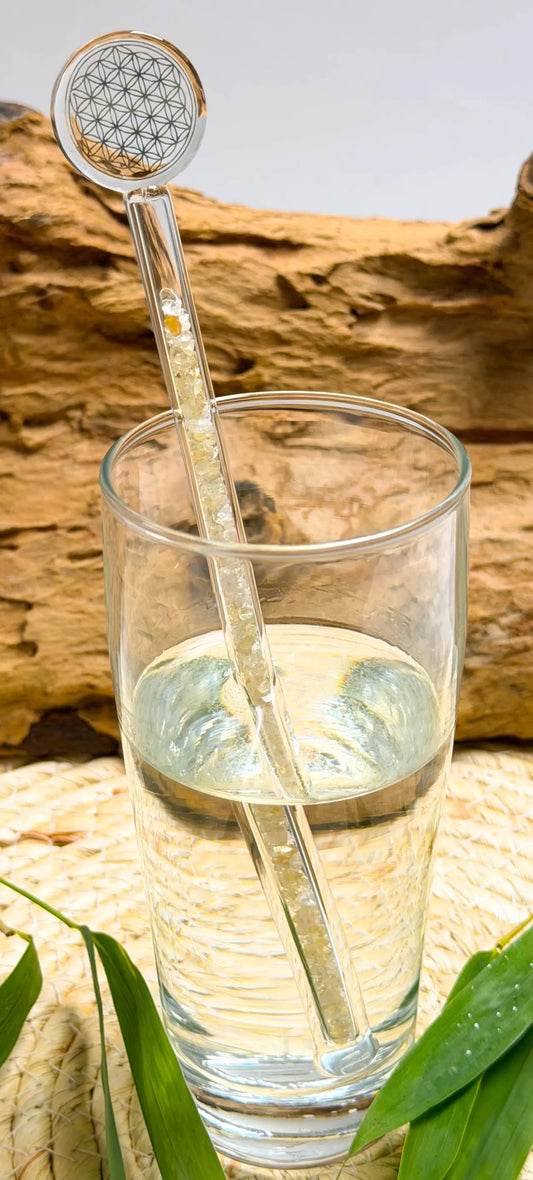 Edelsteinwasser Citrin PREMIUM Vital Crystal Water Stick - Blume des Lebens - Wasseraufbereitung - seelensteinchen
